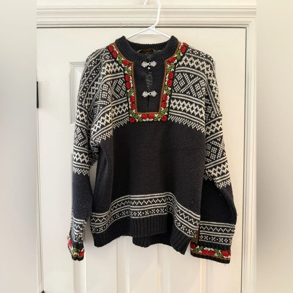 Vintage Nordstrikk Cardigan Sweater Womens Men’s White Wool Fair Isle Norway Ski - Picture 5 of 9
